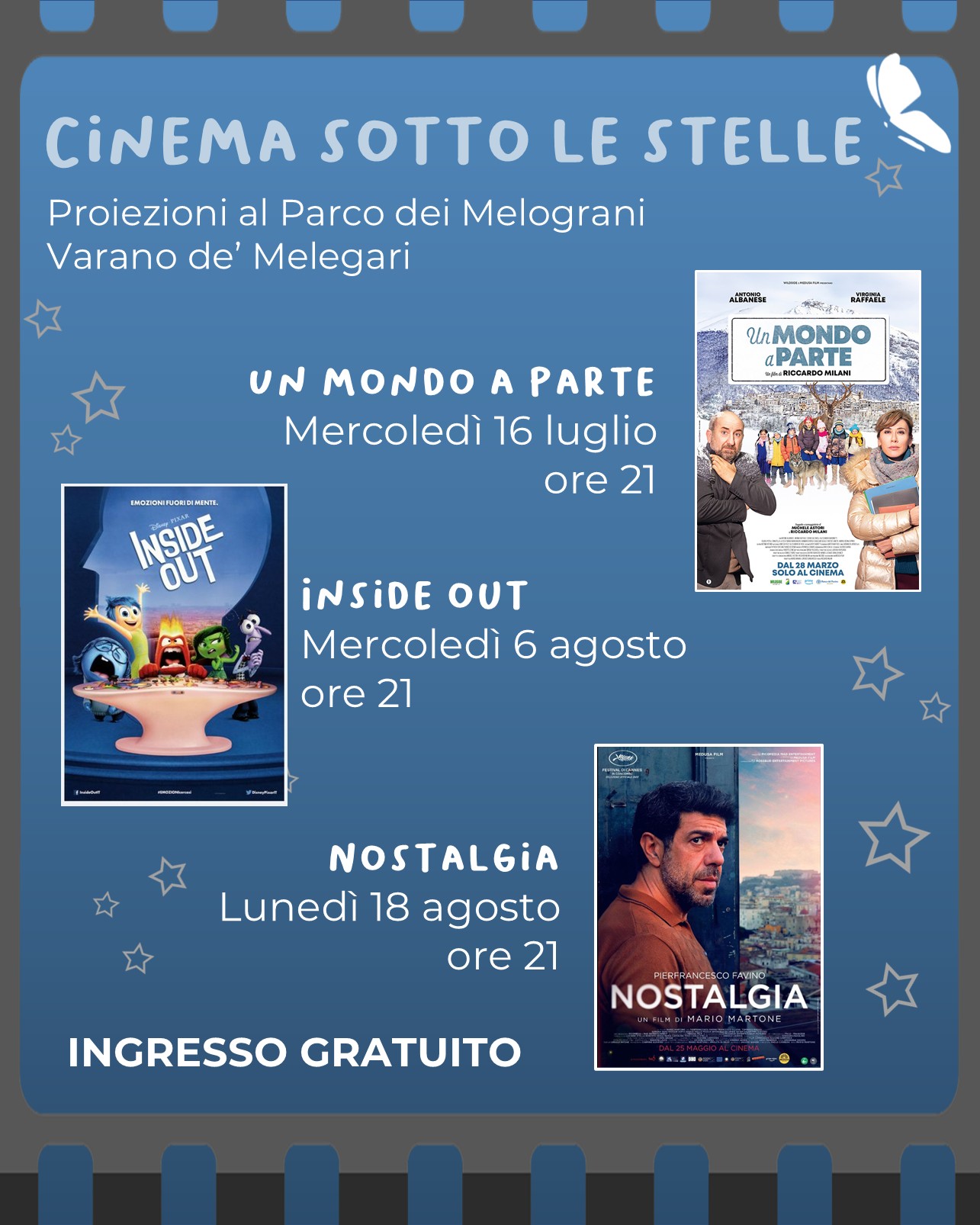 calendario cinema sotto le stelle al Parco dei Melograni