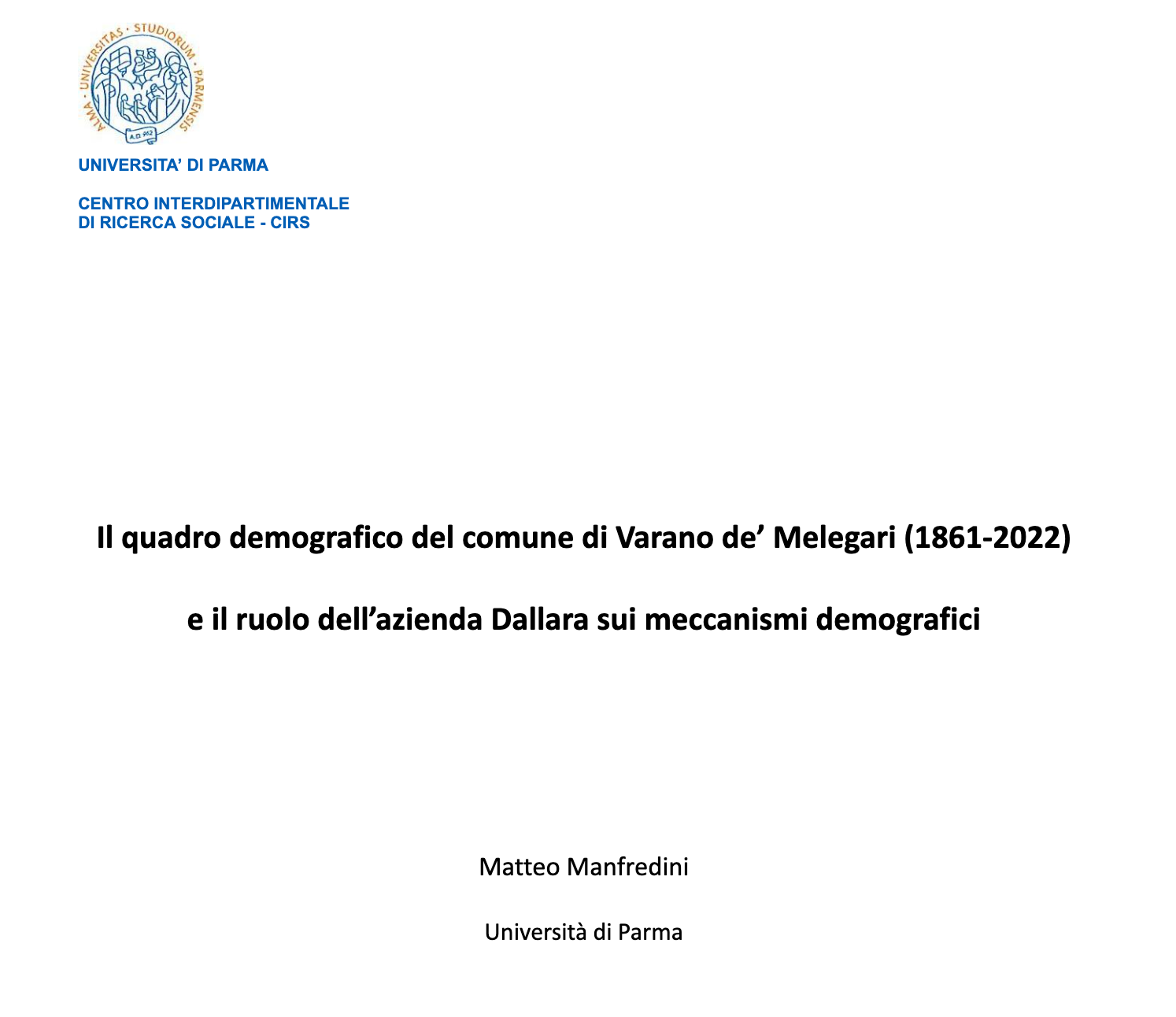 Vivere e lavorare in Valceno. Evoluzione demografica, interazioni sociali e sviluppo locale