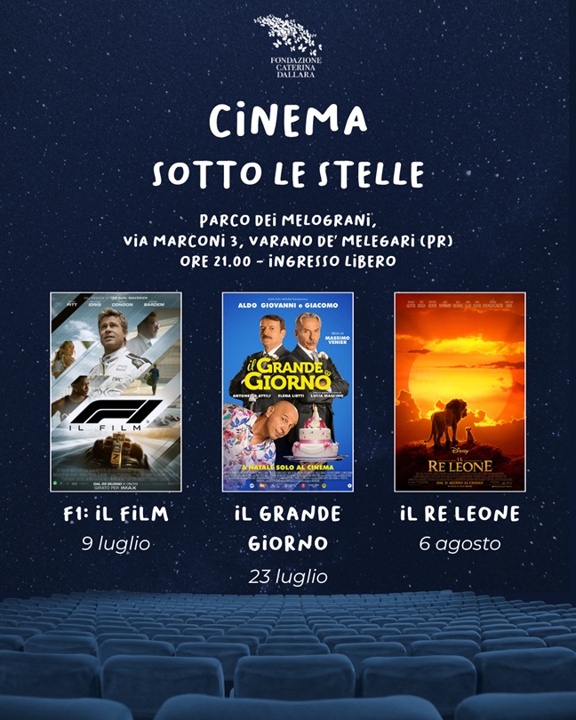 "Cinema sotto le stelle" al Parco dei Melograni di Varano de' Melegari