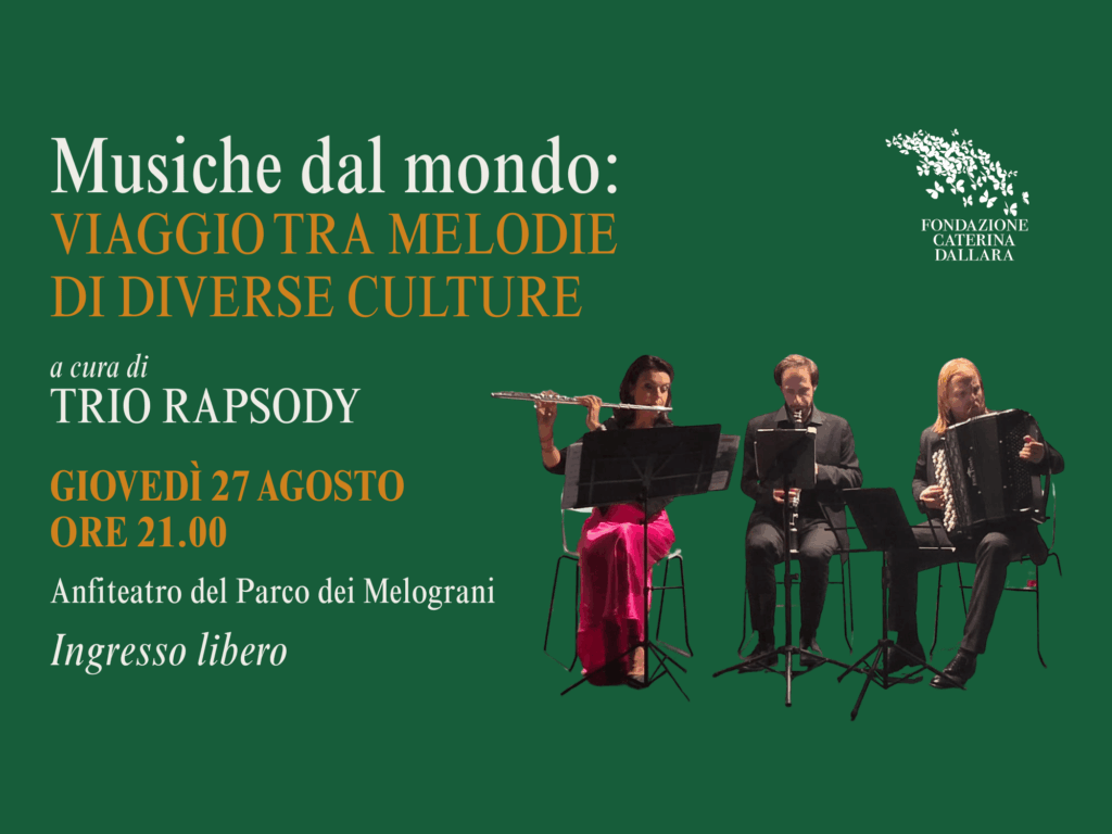 Musiche dal mondo: il Trio Rapsody chiude l’estate al Parco dei Melograni