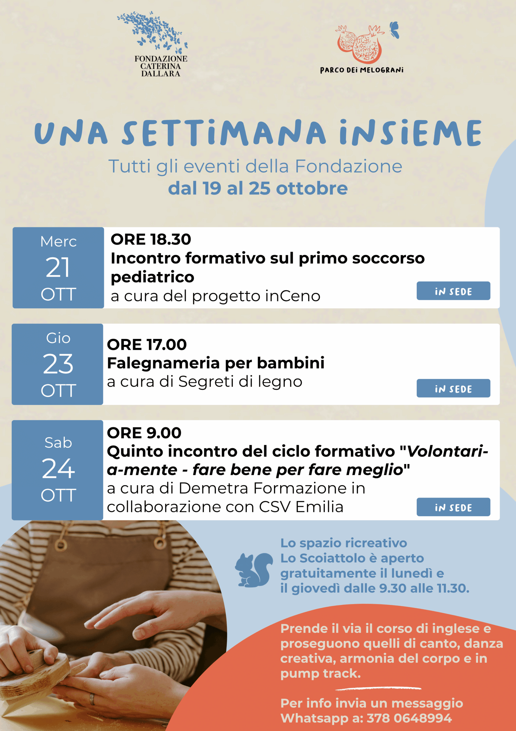Calendario Fondazione Dallara 19-25 ottobre